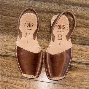 PONS  Brown Leather Avarca sling back Sandals